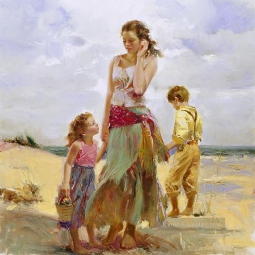 a woman and two children by a fountain Ölbilder verkaufen - PD 18 Woman Impressionist